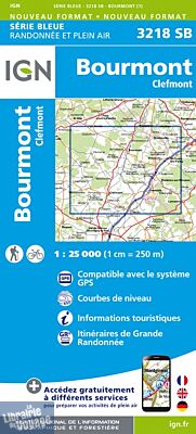 I.G.N Carte au 1-25.000ème - Série bleue - 3218 SB - Bourmont - Clefmont