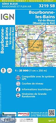 I.G.N Carte au 1-25.000ème - Série bleue - 3219 SB - Bourbonne-les-Bains - Val-de-Meuse (Montigny-le-Roi)
