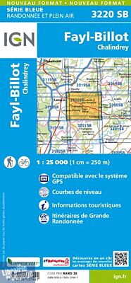 I.G.N Carte au 1-25.000ème - Série bleue - 3220 SB - Fayl-Billot - Chalindrey
