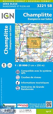 I.G.N Carte au 1-25.000ème - Série bleue - 3221 SB - Champlitte - Dampierre sur Salon