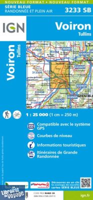 I.G.N Carte au 1-25.000ème - Série bleue - 3233 SB - Voiron - Tullins