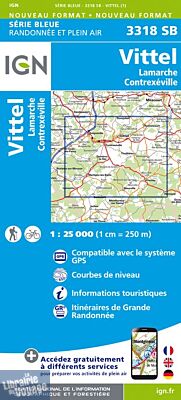 I.G.N Carte au 1-25.000ème - Série bleue - 3318 SB - Vittel - Lamarche - Contrexeville