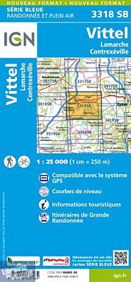I.G.N Carte au 1-25.000ème - Série bleue - 3318 SB - Vittel - Lamarche - Contrexeville