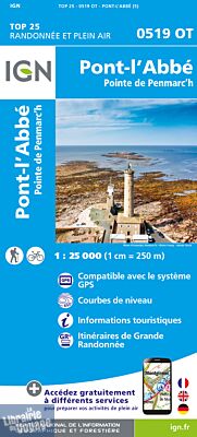 I.G.N Carte au 1-25.000ème - TOP 25 - 0519 OT - Pont-L'Abbé - Pointe de Penmarc'h