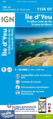 I.G.N Carte au 1-25.000ème - TOP 25 - 1126 OT - Saint-Gilles-Croix-de-Vie - Île d'Yeu