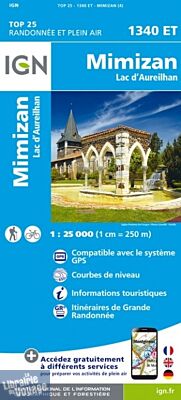 I.G.N Carte au 1-25.000ème - TOP 25 - 1340 ET - Mimizan - Lac d'Aureilhan