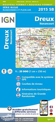 I.G.N Carte au 1-25.000ème - TOP 25 - 2015 SB - Dreux - Nonancourt