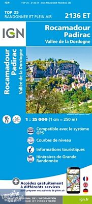 I.G.N Carte au 1-25.000ème - TOP 25 - 2136 ET - Rocamadour - Padirac - Vallée de la Dordogne