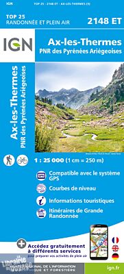I.G.N Carte au 1-25.000ème - TOP 25 - 2148 ET - Ax-les-Thermes - PNR des Pyrénées ariégeoises