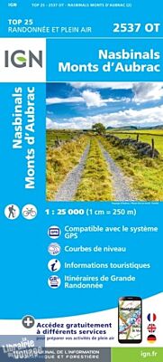 I.G.N Carte au 1-25.000ème - TOP 25 - 2537 OT - Nasbinals - Monts d'Aubrac
