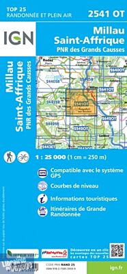 I.G.N Carte au 1-25.000ème - TOP 25 - 2541 OT - Millau - Saint-Affrique - PNR des grandes Causses