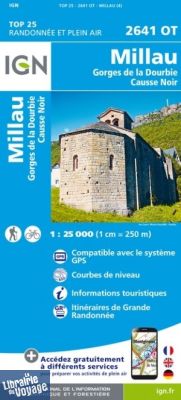 I.G.N Carte au 1-25.000ème - TOP 25 - 2641 OT - Millau - Gorges de la Dourbie - Causse Noir