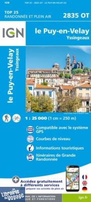 I.G.N Carte au 1-25.000ème - TOP 25 - 2835 OT - Le Puy en Velay - Yssengaux