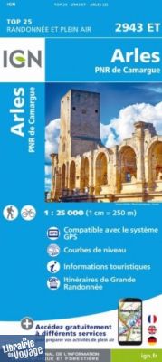 I.G.N Carte au 1-25.000ème - TOP 25 - 2943 ET - Arles - Parc naturel régional de Camargue