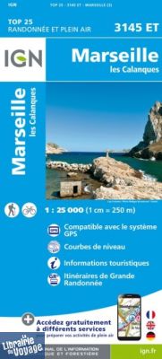 I.G.N Carte au 1-25.000ème - TOP 25 - 3145 ET - Marseille - Les Calanques 