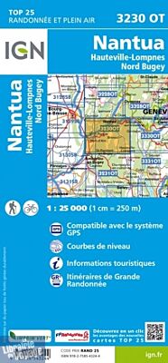I.G.N Carte au 1-25.000ème - TOP 25 - 3230 OT - Nantua - Hauteville-Lompnes - Nord Bugey