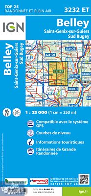 I.G.N - Carte au 1-25.000ème - TOP 25 - 3232 ET - Belley - Saint-Genix-sur-Guiers - Sud Bugey