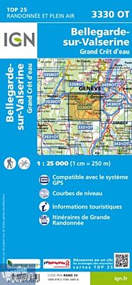 I.G.N Carte au 1-25.000ème - TOP 25 - 3330 OT - Bellegarde sur Valserine - Grand crêt d'eau