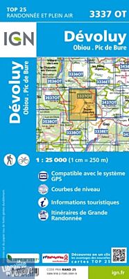 I.G.N Carte au 1-25.000ème - TOP 25 - 3337 OT - Devoluy - Obiou - Pic de Bure