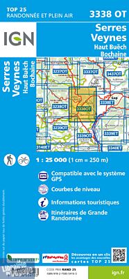 I.G.N Carte au 1-25.000ème - TOP 25 - 3338 OT - Serres - Veynes - Haut-Buëch - Bochaine

