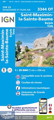 I.G.N Carte au 1-25.000ème - TOP 25 - 3344 OT - Saint Maximin - La Sainte-Baume - Barjols - Trets