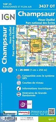 I.G.N Carte au 1-25.000ème - TOP 25 - 3437 OT - Champsaur - Vieux Chaillol - Parc national des Ecrins
