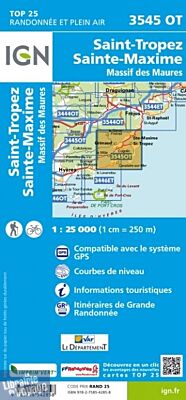 I.G.N Carte au 1-25.000ème - TOP 25 - 3545 OT - Saint-Tropez - Sainte-Maxime - Massif des Maures