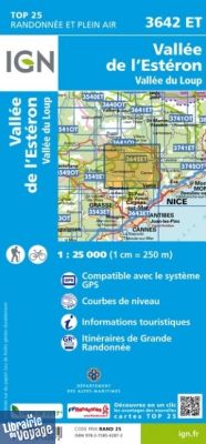 I.G.N Carte au 1-25.000ème - TOP 25 - 3642 ET - Vallée de l'Estéron - Vallée du Loup