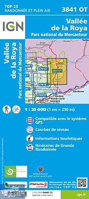 I.G.N Carte au 1-25.000ème - TOP 25 - 3841 OT - Vallée de la Roya - Vallée des Merveilles - Parc National du Mercantour