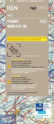 IGN - Carte Aéronautique OACI 942 - France nord-est - Papier - Edition 2024