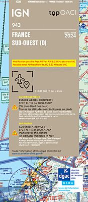 IGN - Carte Aéronautique OACI 943 - France sud-ouest - Papier - Edition 2024