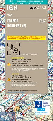 IGN - Carte Aéronautique OACI 946 - France nord-est - Plastifiée - Edition 2024