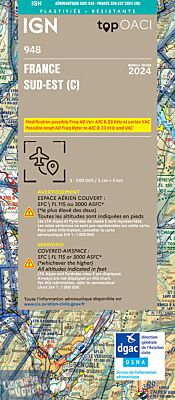 IGN - Carte Aéronautique OACI 948 - France sud-est - Plastifiée - Edition 2024