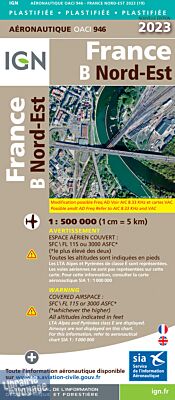 IGN - Carte Aéronautique OACI 946 - France nord-est - Plastifiée - Edition 2023