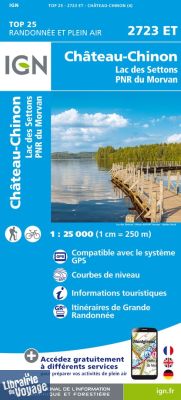 I.G.N - Carte au 1-25.000ème - TOP 25 - 2723 ET - Château-Chinon - Lac des Settons - PNR du Morvan