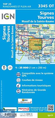 I.G.N Carte au 1-25.000ème - TOP 25 - 3345 OT - Signes - Tourves - Massif de la Sainte-Baume