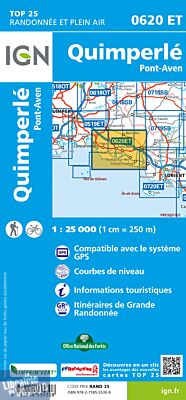 I.G.N Carte au 1-25.000ème - TOP 25 - 620 ET - Quimperlé - Pont-Aven