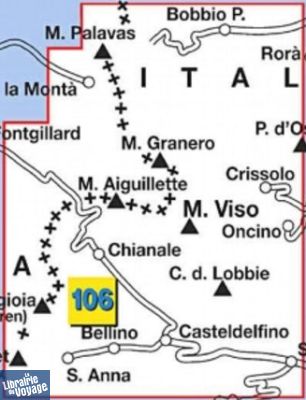 Istituto Geografico Centrale (I.G.C) - N°106 - Monviso - Valle Varaita, Po e Pellice(Sampeyre - Bobbio Pellice, Pontechianale)