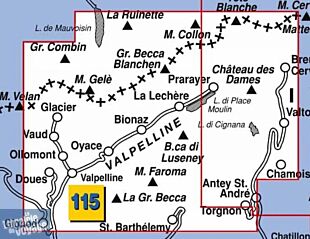 Istituto Geografico Centrale (I.G.C) - N°115 - La Valpelline - Valle di Ollomont - Valle di St. Barthelemy