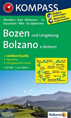 Kompass - Carte de randonnées - n°54 - Bolzano (Bozen)