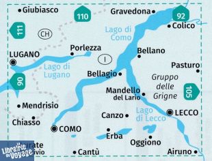 Kompass - Carte de randonnées - n°91 - Lac de Côme et lac de Lugano