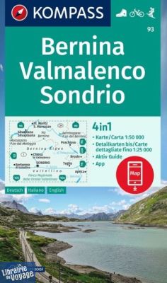 Kompass - Carte de randonnées - n°93 - Bernina - Valmalenco - Sondrio