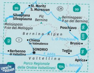 Kompass - Carte de randonnées - n°93 - Bernina - Valmalenco - Sondrio