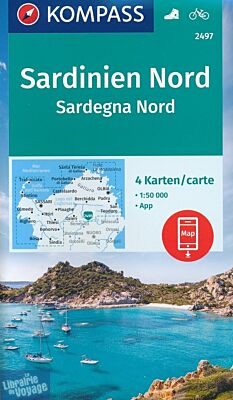 Kompass - Lot de 4 cartes de randonnées - n°2497 - Sardaigne Nord