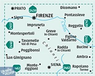 Kompass - Carte de randonnées - n°2458 - Firenze, Siena, Chianti, val di Pesa, Val d'Elsa, Monteriggioni (Florence, Sienne et les environs)