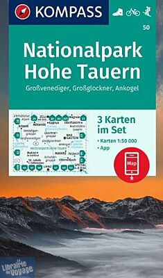 Kompass - Lot de cartes de randonnées - n°50 - Parc national de Hohe Tauern (Grossvenediger, Grossglockner, Ankoge)