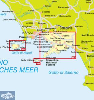 Editions Kompass - Carte de randonnées n°682 - Penisola Sorrentina, costiera Amalfitana (Péninsule de Sorrente, côte Amalfitaine)