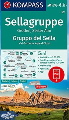 Kompass - Carte de Randonnées n°59 - Sellagruppe, Gruppo del Sella (Val Gardena, Alpe di Siusi)