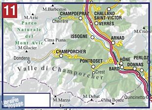 L'Escursionista - Carte de randonnées - N°11 - Valle di Champorcher - Parco Mont Avic 