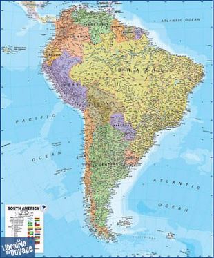 Maps international - Carte murale plastifiée - Amérique du Sud politique (en anglais)